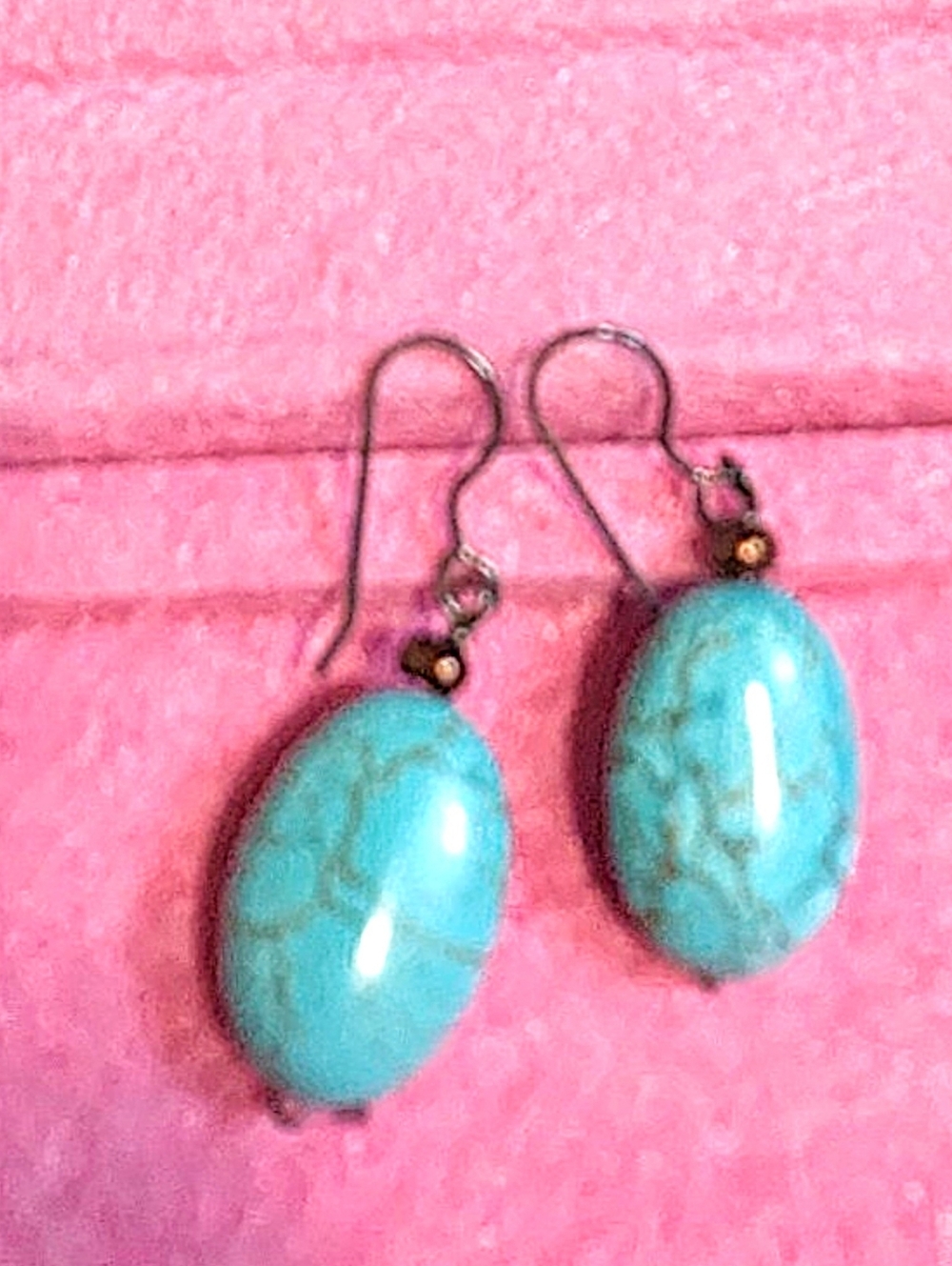 Vintage Navajo Style Turquoise Silver Tone Southwest Boho Earrings